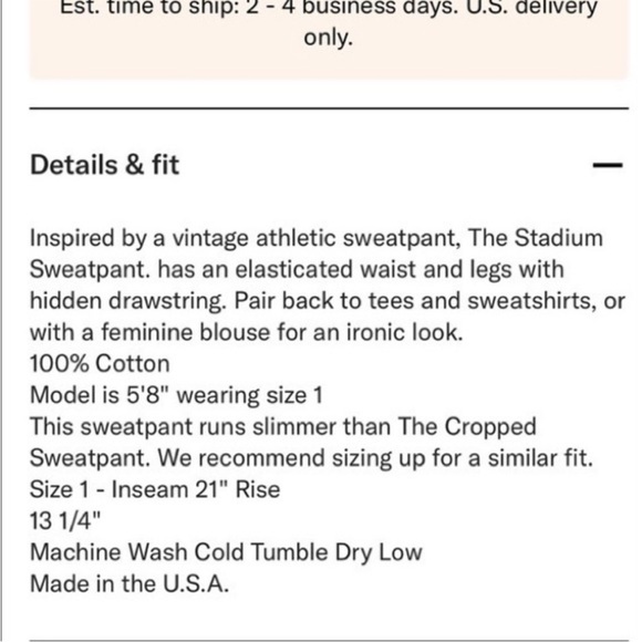 NWT The Great. Womens The Stadium Sweatpant in Chamomile Floral size 1 Small - Picture 9 of 9